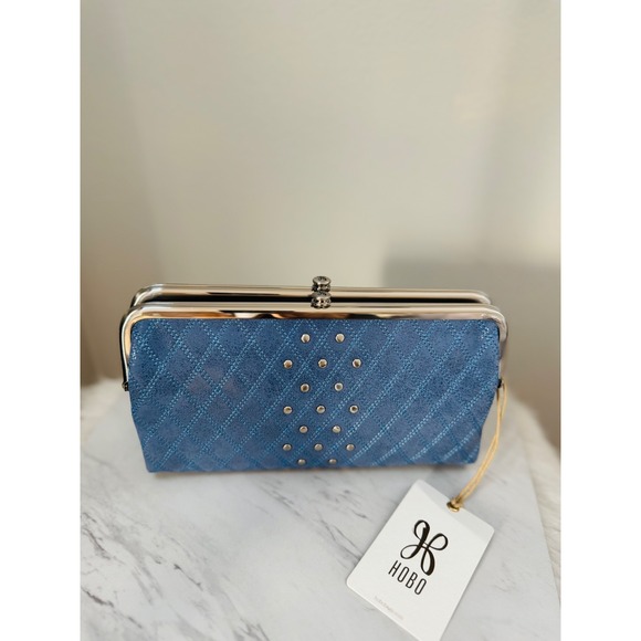 Hobo Lauren Clutch-Wallet in Buffed Leather, Blue Azure, NWT - Picture 12 of 16
